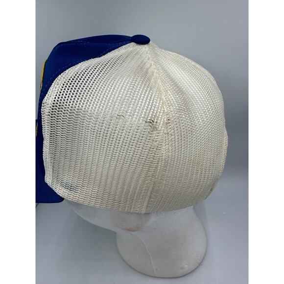 Vtg Modern Living Mobile Homes Trucker Hat Patch Cap Snapback Blue Mesh USA S/M - Picture 6 of 9